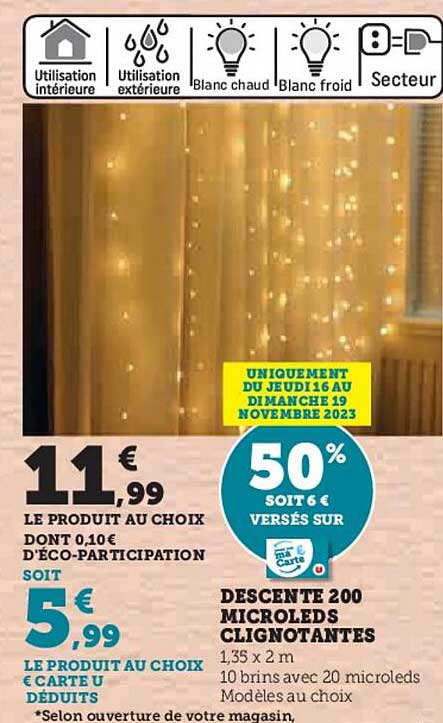 descente 200 microleds clignotantes