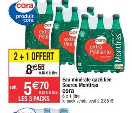 eau minérale gazéifiée source montfras cora