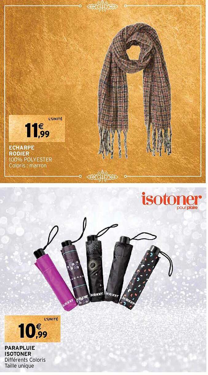 écharpe rodier, parapluie isotoner