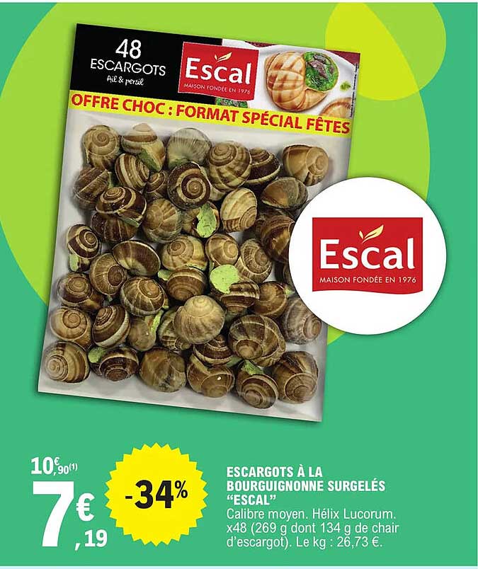 escargots à la bourguignonne surgelés "escal"