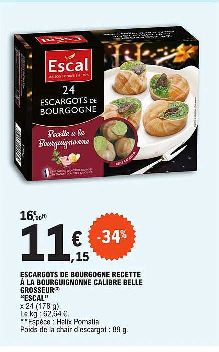 escargots de bourgogne recette à la bourguignonne calibre belle grosseur "escal"