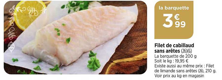 filet de cabillaud sans arêtes