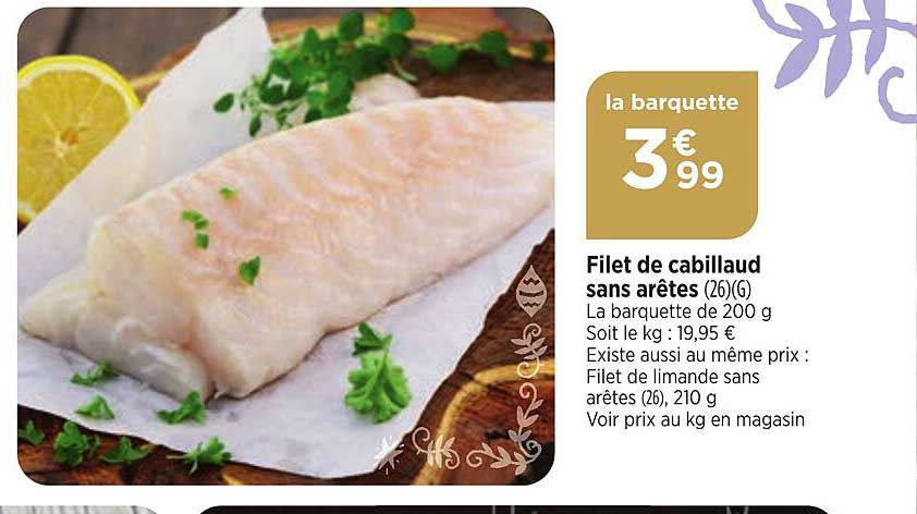 filet de cabillaud sans arêtes