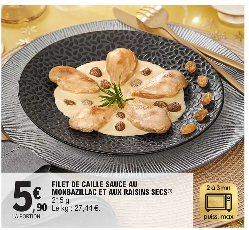 filet de caille sauce au monbazillac et aux raisins secs