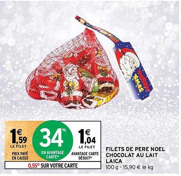 filets de père noël chocolat au lait laica