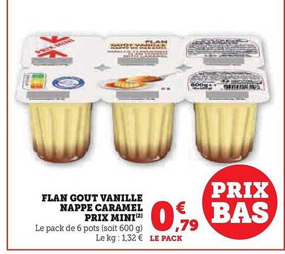 flan goût vanille nappe caramel prix mini