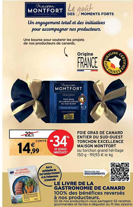 foie gras de canard entier du sud-ouest torchon excellence maison montfort