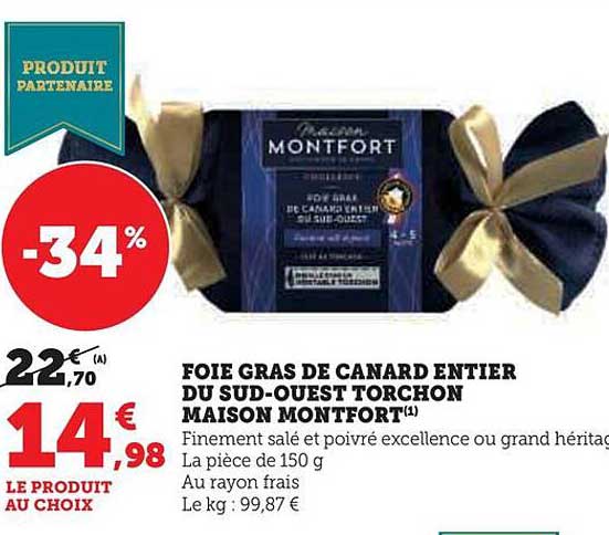 foie gras de canard entier du sud-ouest torchon maison montfort