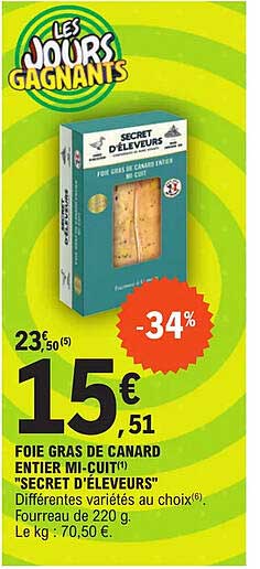 foie gras de canard entier mi-cuit "secret d'éleveurs"