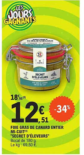 foie gras de canard entier mi-cuit "secret d'éleveurs"