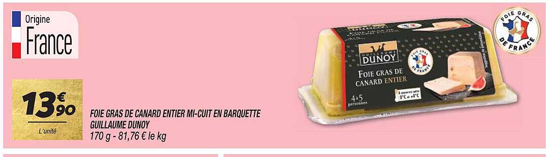 foie gras de canard entier mi-cuit en barquette guillaume dunoy