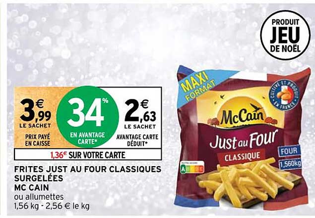 frites just au four classiques surgelées mc cain