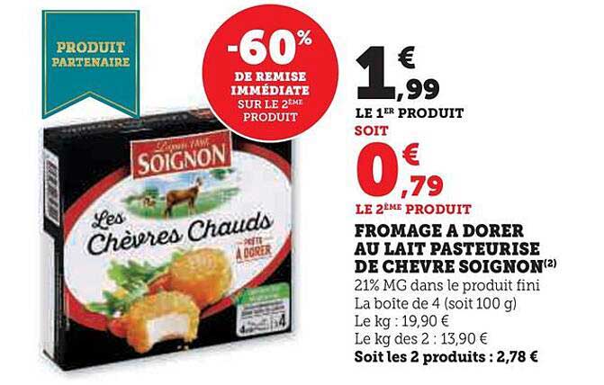 fromage à dorer au lait pasteurisé de chèvre soignon