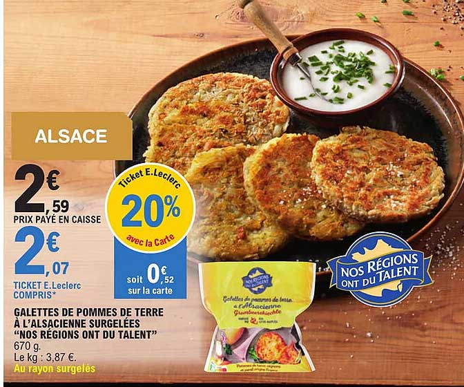 galettes de pommes de terre à l'alsacienne surgelées "nos régions ont du talent"