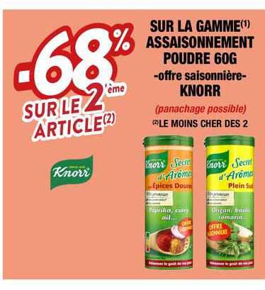 gamme assaisonnement poudre knorr -68% sur le 2ème article
