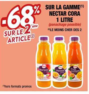 gamme nectar cora 1 litre -68% sur le 2ème article