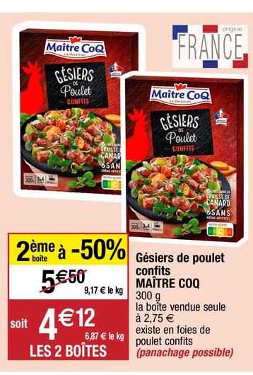 gésiers de poulet confits maître coq