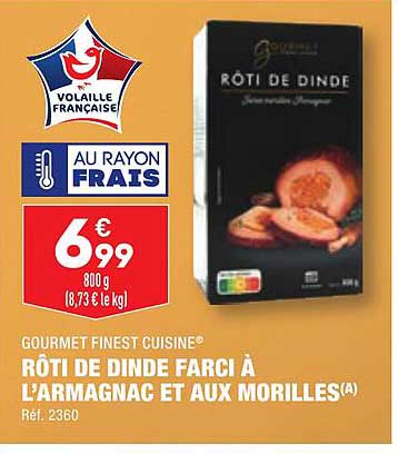 gourmet finest cuisine rôti de dinde farci à l'armagnac et aux morilles