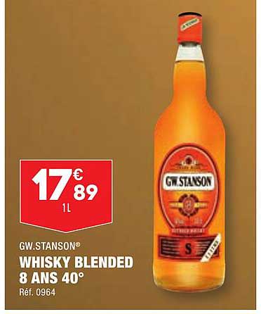 gw. stanson whisky blended 8 ans 40°