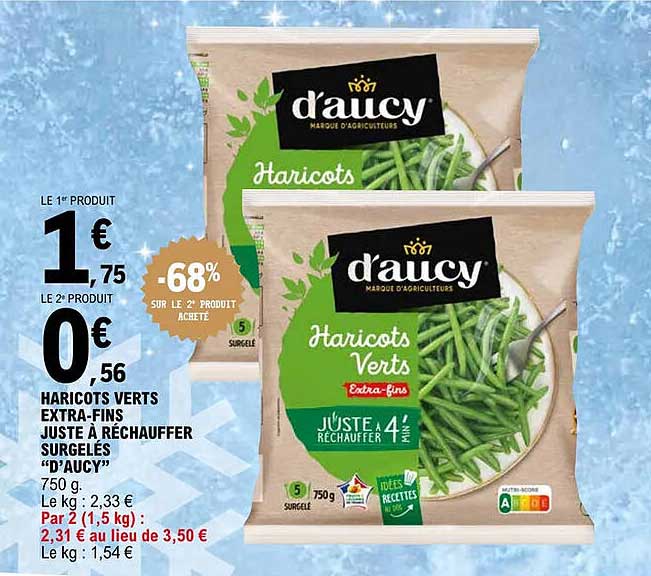 haricots verts extra-fins juste à réchauffer surgelés "d'aucy"