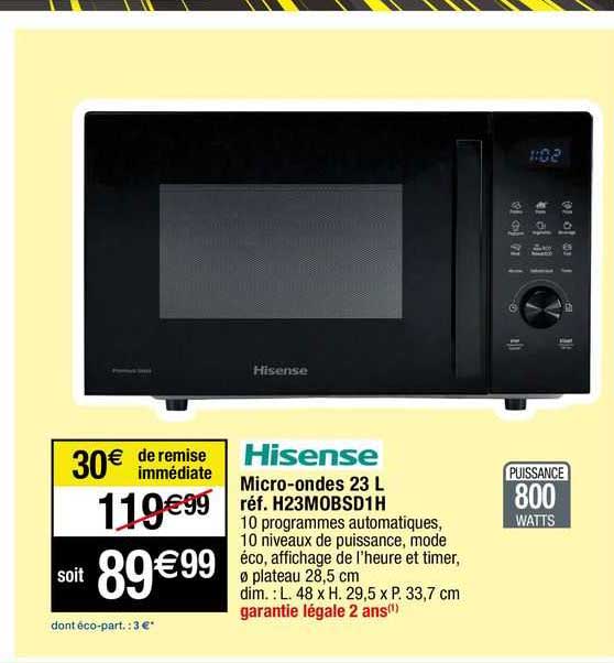 hisense micro-ondes 23l