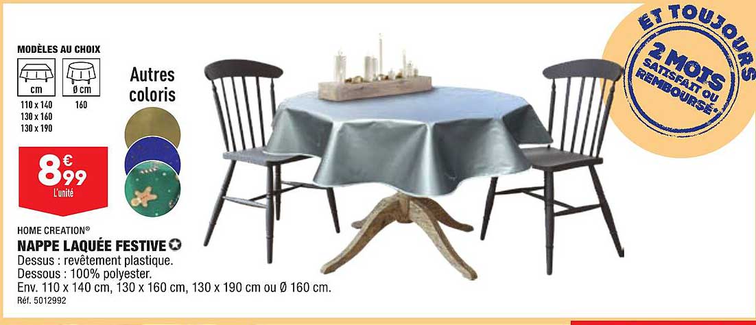 home creation nappe laquée festive