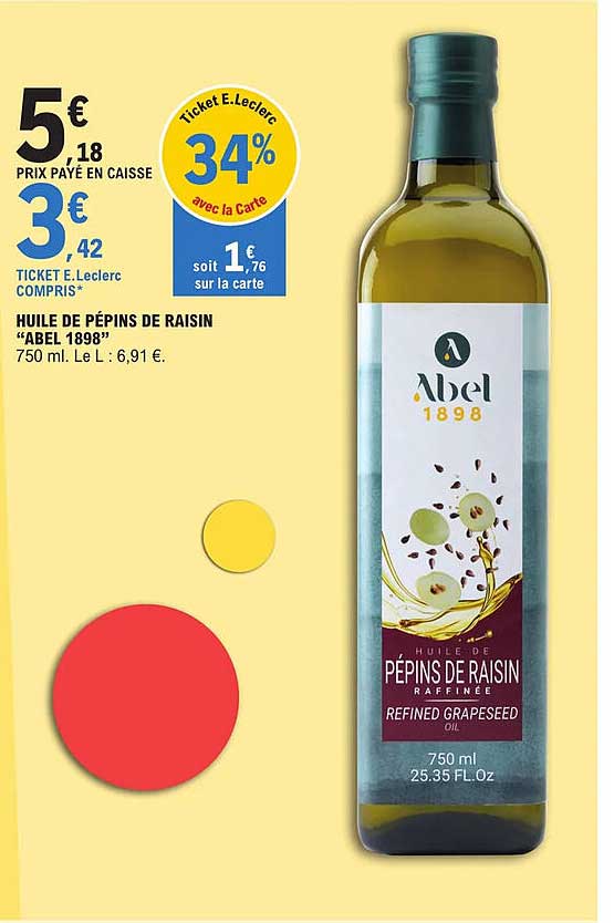 Huile De Pépins De Raisin "abel 1898"