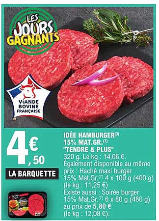 idée hamburger 15% mat gr "tendre &  plus"