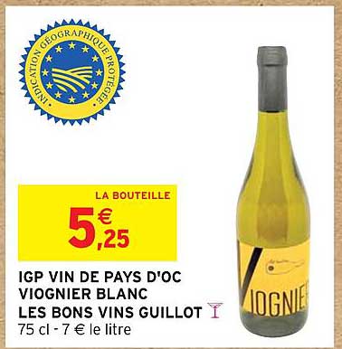 igp vin de pays d'oc viognier blanc les bons vins guillot