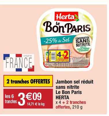 jambon sel réduit sans nitrite le bon paris herta