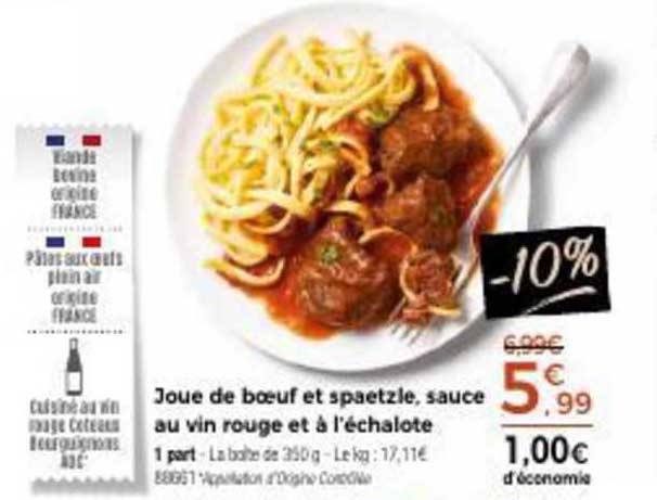 joue de bœuf et spaetzle, sauce au fin goure et & l'échalote