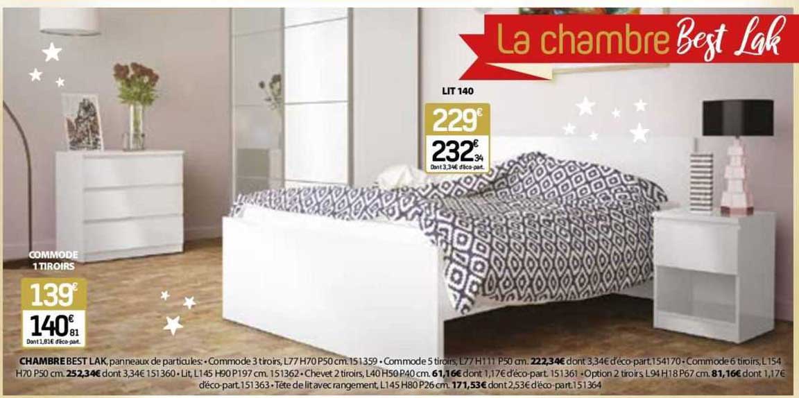 la chambre best lak : commode 1 tiroirs, lit 140