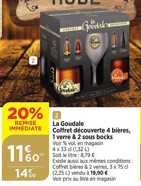 la goudale coffret découverte 4 bières 1 verre & 2 sous bocks 20% remise immédiate