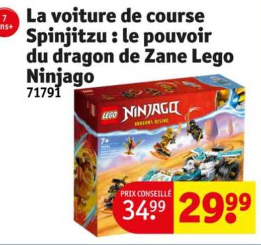 la voiture de course spinjitzu : le pouvoir du dragon de zane lego ninjago