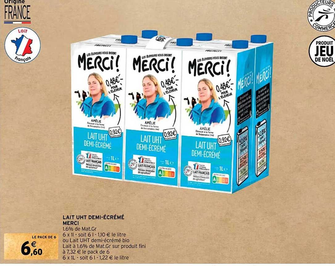 lait uht demi-écrémé merci