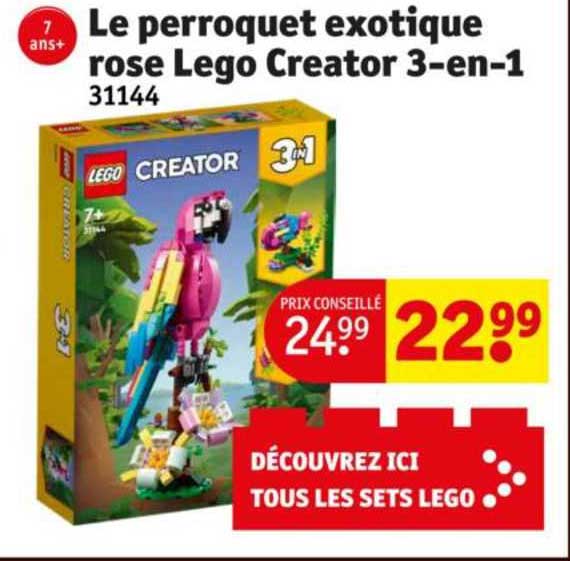 le perroquet exotique rose lego creator 3en1