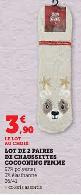 lot de 2 paires de chaussettes cocooning femme