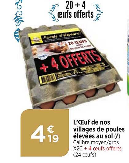 lœuf de nos villages de poules élevées au sol