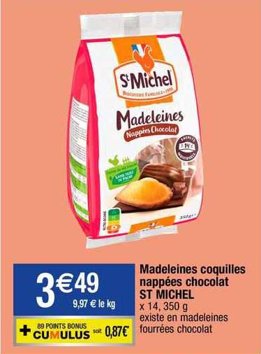madeleines coquilles nappées chocolat st michel