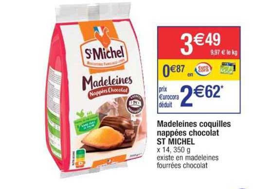 madeleines coquilles nappées chocolat st michel