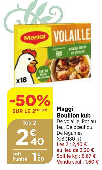 Maggi Bouillon Kub -50% Sur Le 2ème
