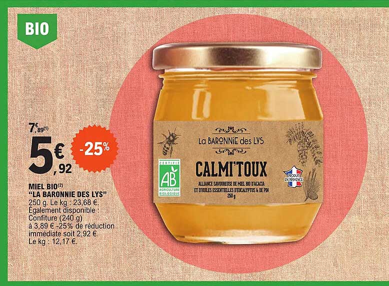 Miel Bio "la Baronnie Des Lys"