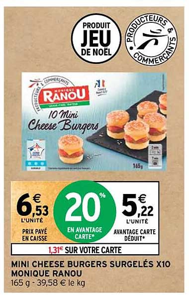 mini cheese burgers surgelés x10 monique ranou