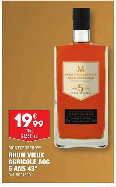 montgeoffroy rhum vieux agricole aoc 5 ans 43°