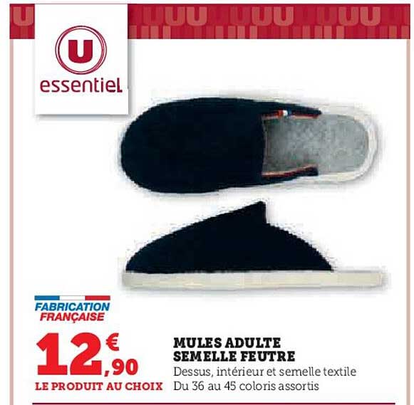 mules adulte semelle feutre