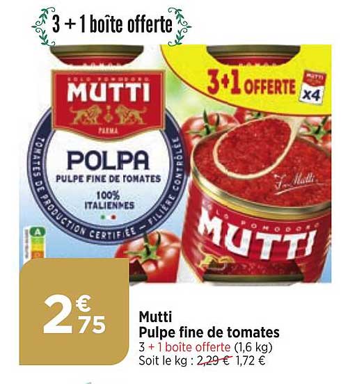 Mutti Pulpe Fine De Tomates