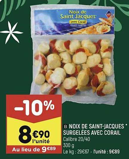 noix de saint-jacques surgelées avec corail