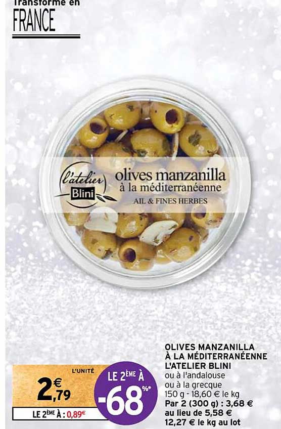 olives manzanilla à la méditerranéenne l'atelier blini