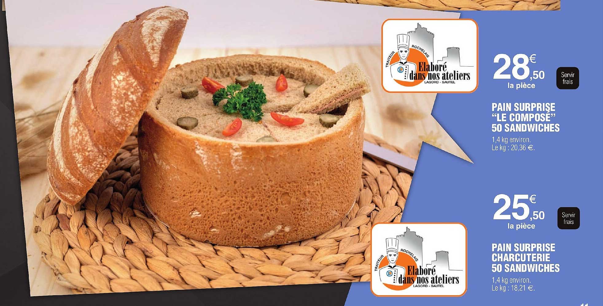 Pain Surprise "le Composé" 50 Sandwiches Pain Surprise Charctuerie 50 Sandwiches