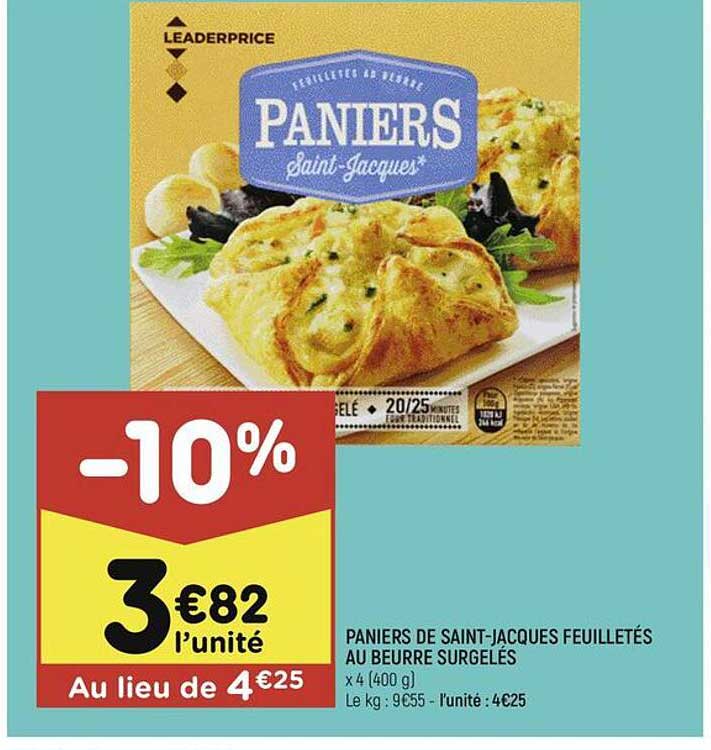 paniers de saint-jacques feuilletés au beurre surgelés